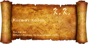 Kuzman Kolos névjegykártya